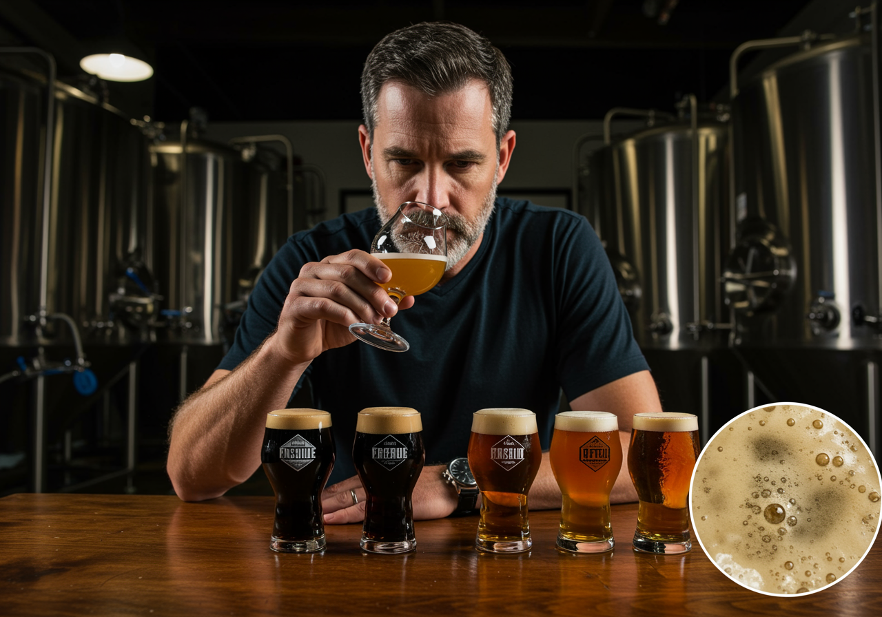 catador principal evaluando cerveza artesanal en degustacion