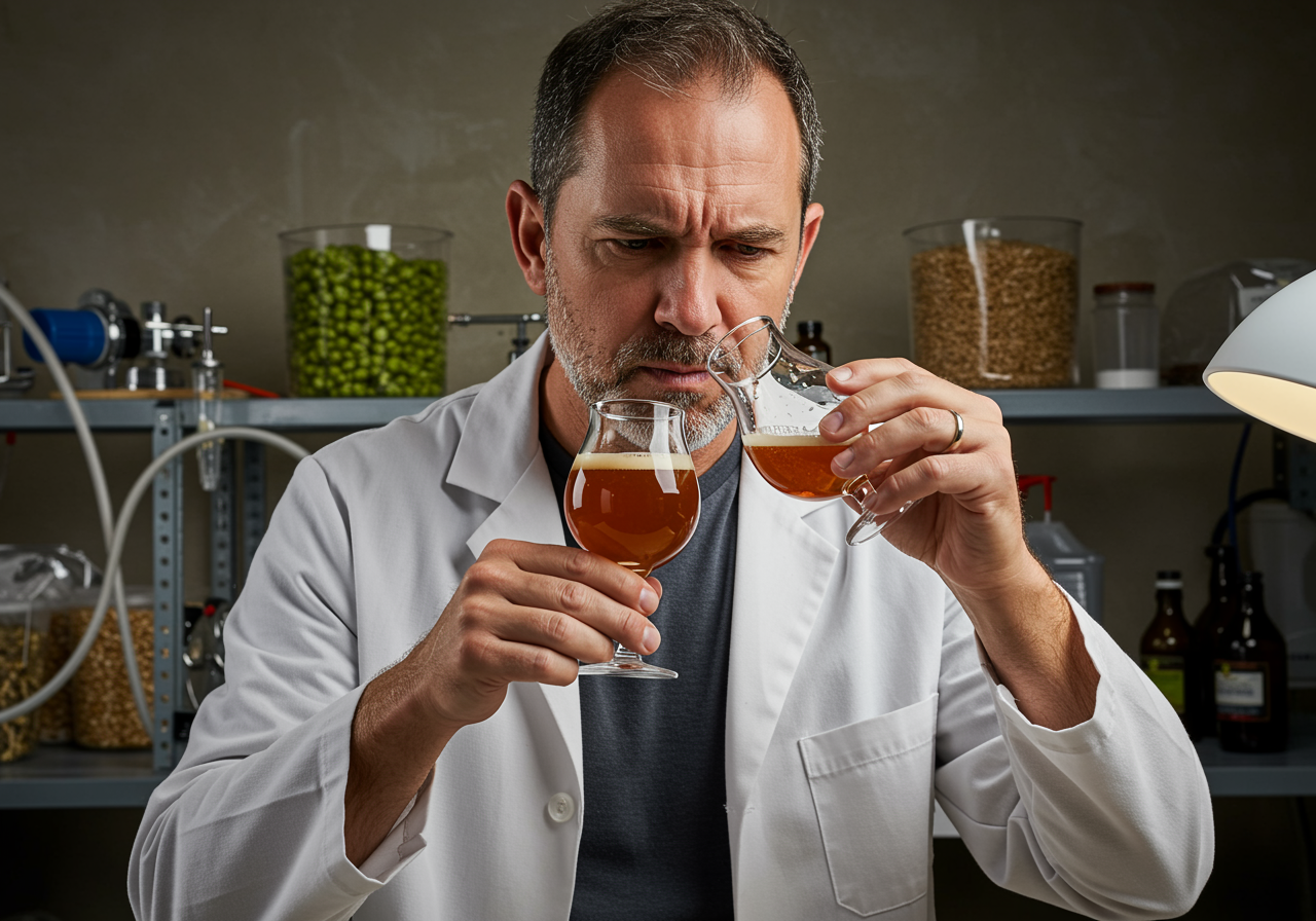 especialista en maltas analizando aromas y matices de cerveza